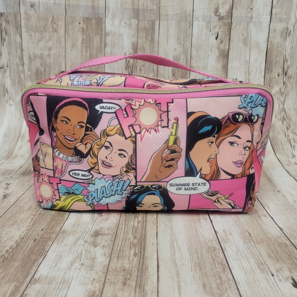 Estee Lauder Pink Comic Cosmetic Make Up Bag Tote